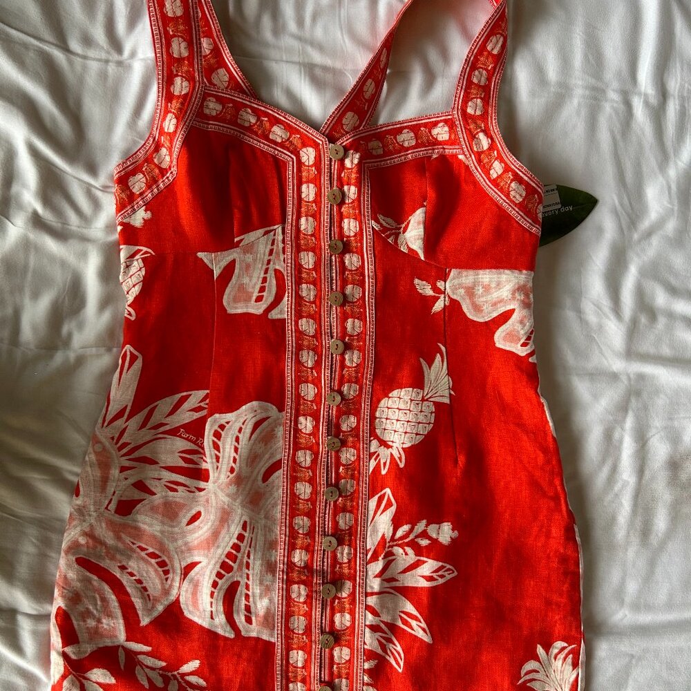 Farm Rio Red Lace Monsteras Mini Dress Size Large